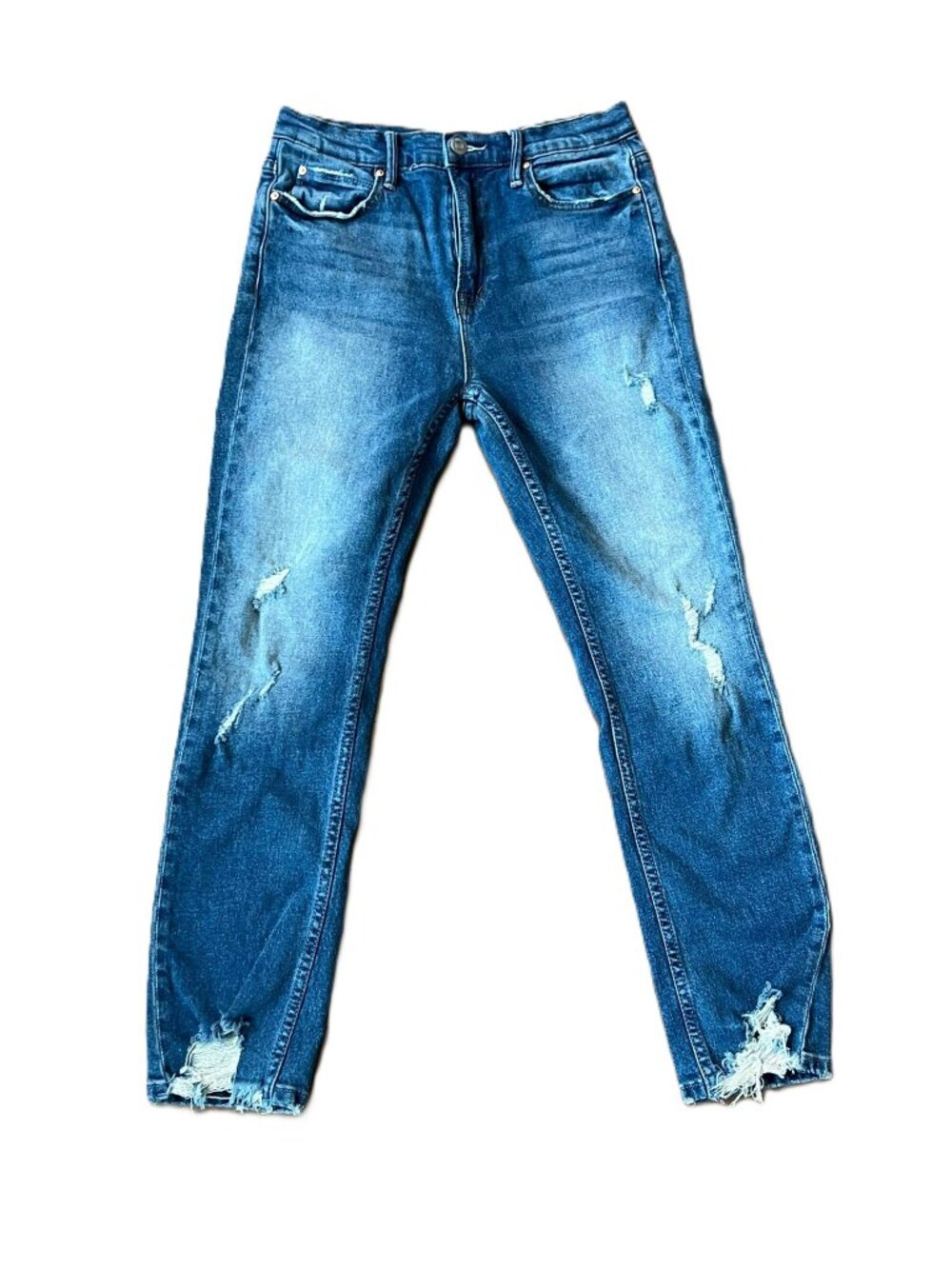 Mother The Flirt Cold Feet Frayed Stretchy Distressed High Rise Jeans Size 28
